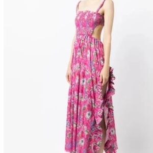 $525 Caroline Constas Women's Pink Margo Floral Ruffled Maxi Dress Size XS